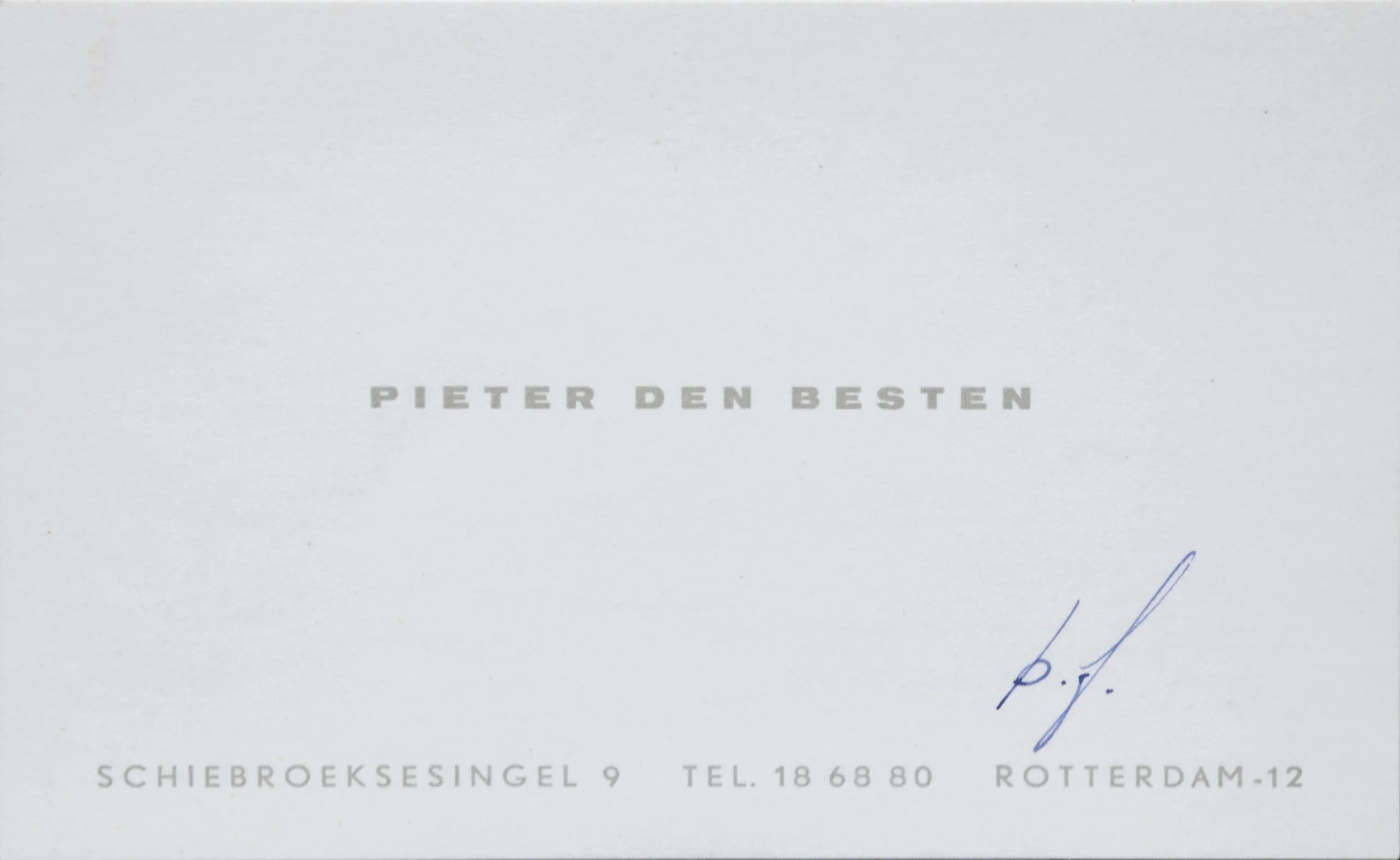 Visitekaartje Pieter de Besten