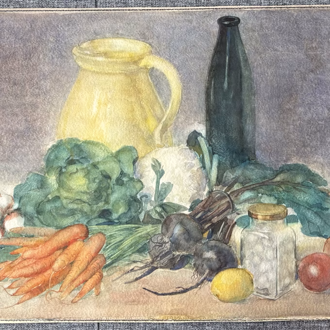 Stilleven groente, aquarel, 1942, 36x70 cm