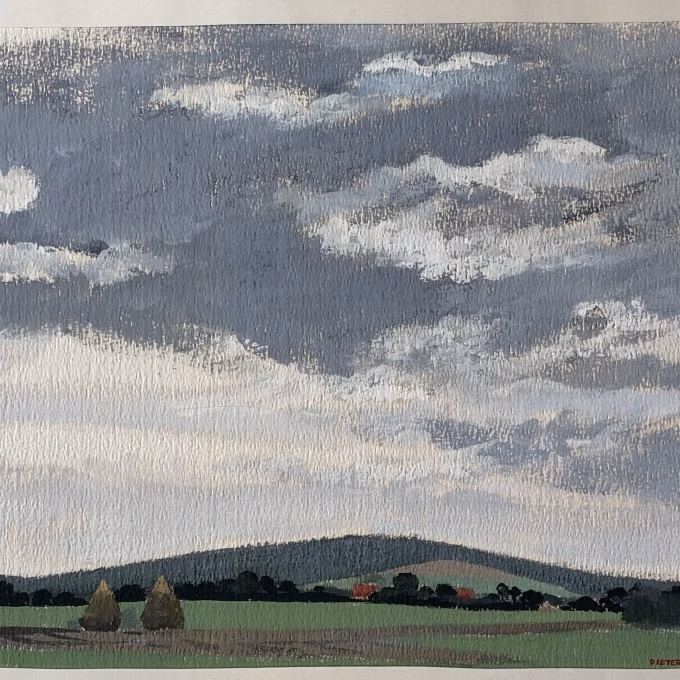 Landschap Limburg, gouache, 28x39 cm, 1950
